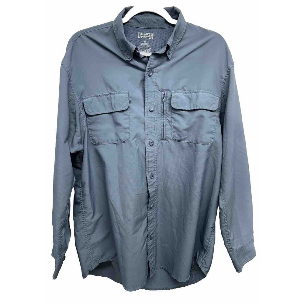 Duluth Trading Co Fishing Shirt Blue Mens Medium Vented Long Sleeve Button Down